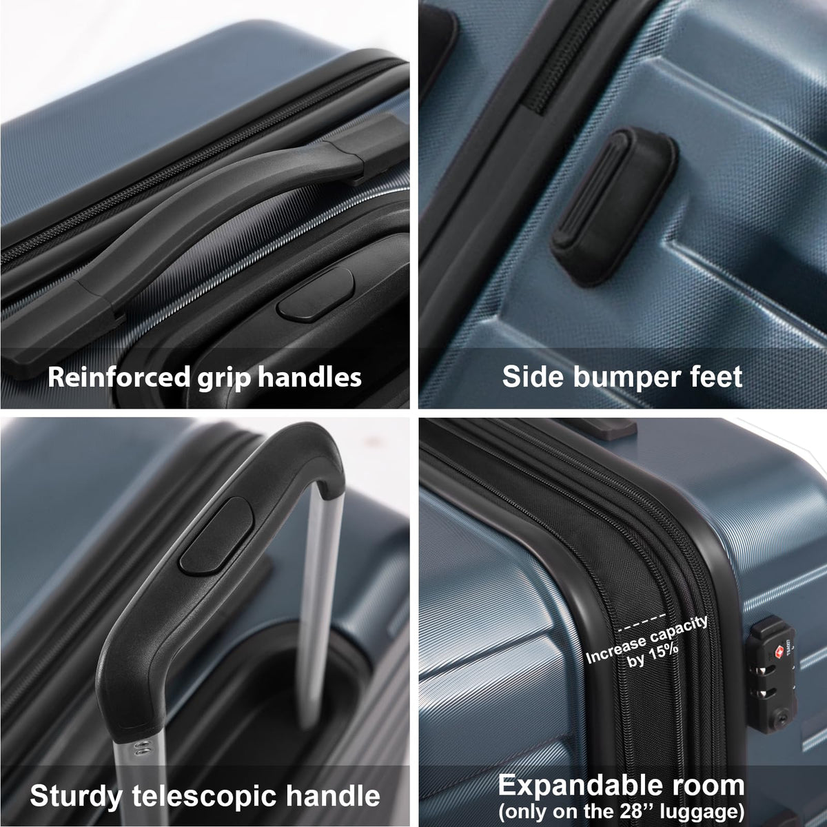 COOLIFE Expandable Suitcase PC ABS TSA Luggage 3 Piece Set - Product image 5