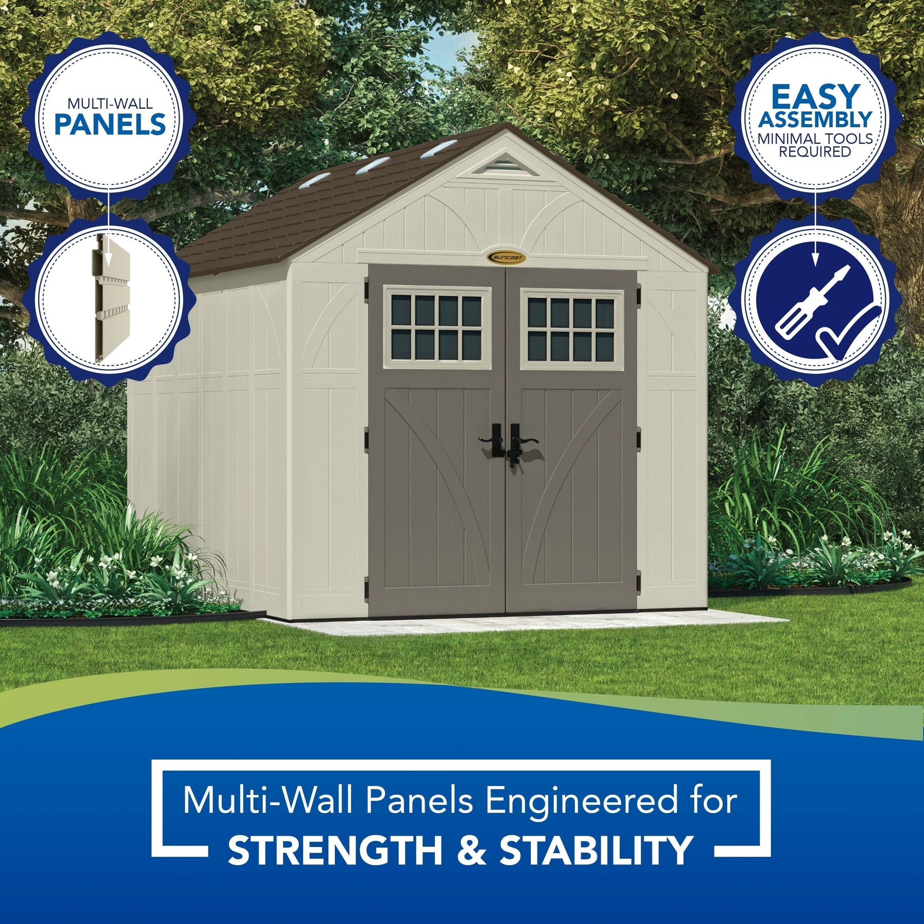 Suncast 8 x 10 ft. Metal and Resin Storage Shed, Vanilla - Product image 5