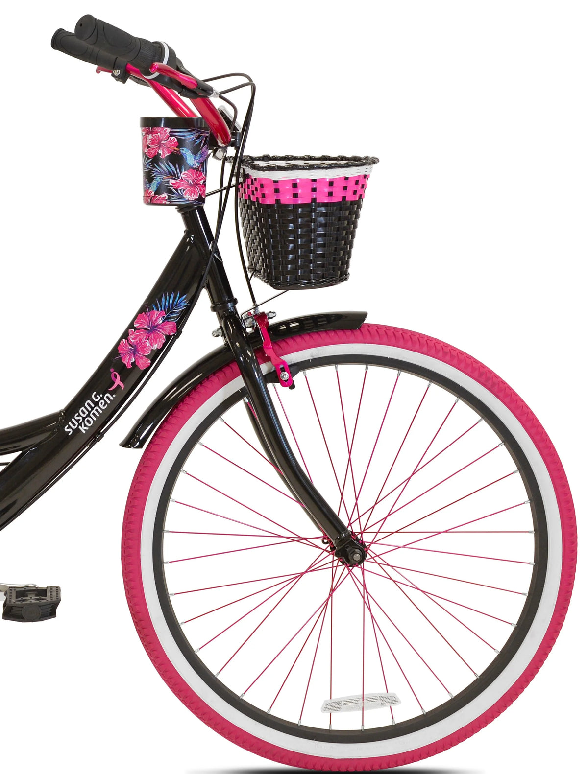 26" Susan G. Komen Cruiser Bike, Adult, Ages 12+, Black and Pink - Product image 3