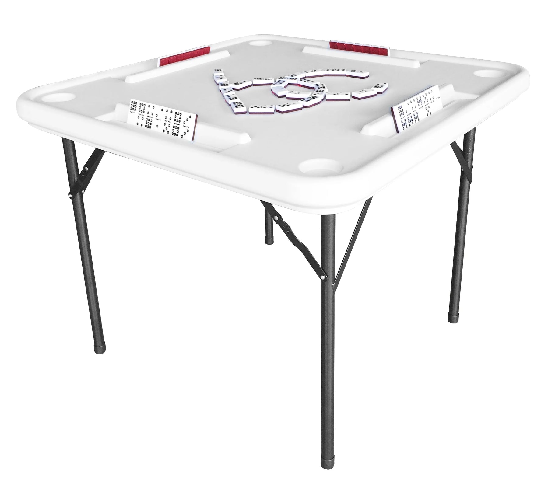 Bene Casa Foldable Domino Table with Built - in Drink Holders, 38" x 38", White - Product image 6
