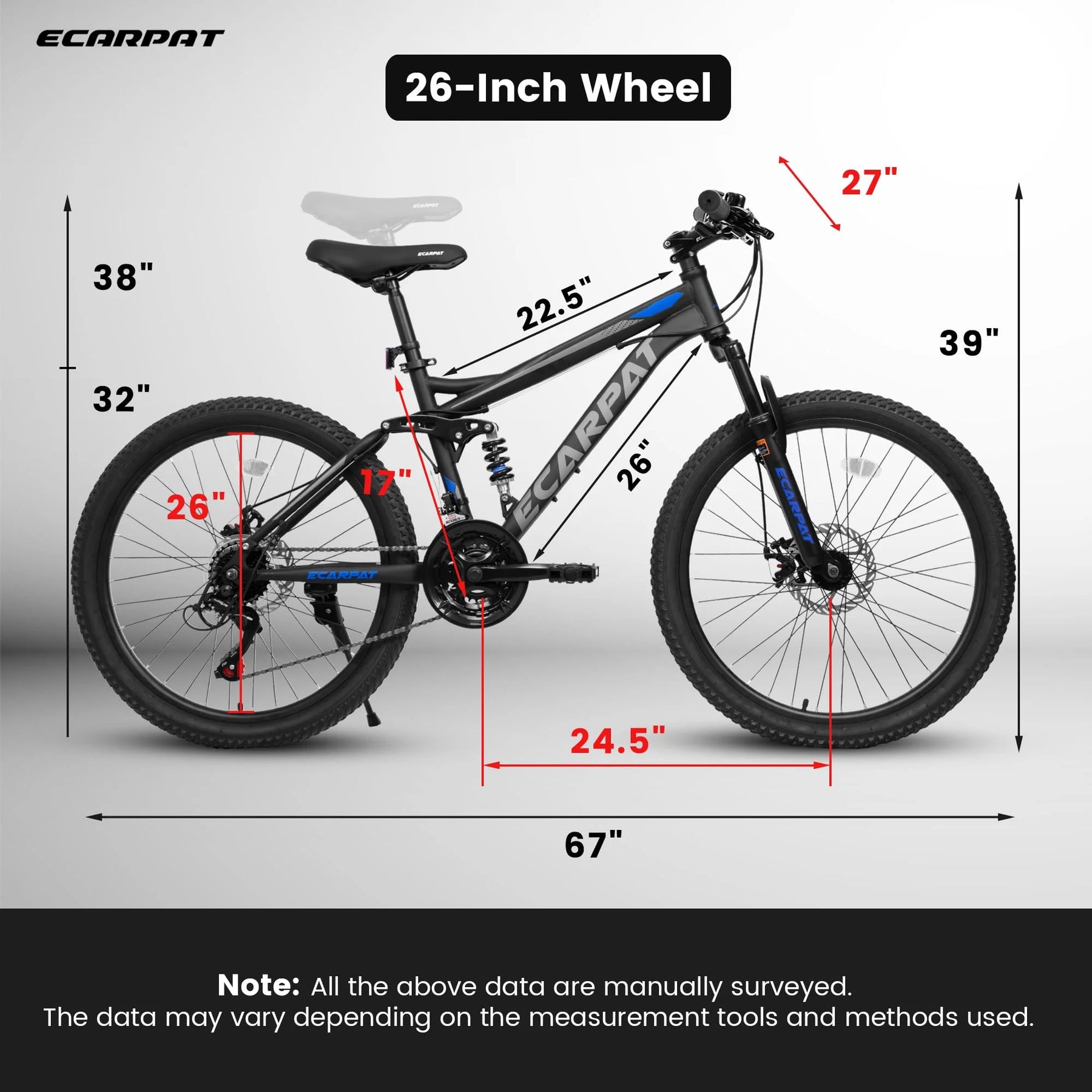 Mountain Bike 26 in Wheels, 21 - Speed Full Suspension Mens Womens Trail Commuter City Mountain Bike - Product image 4