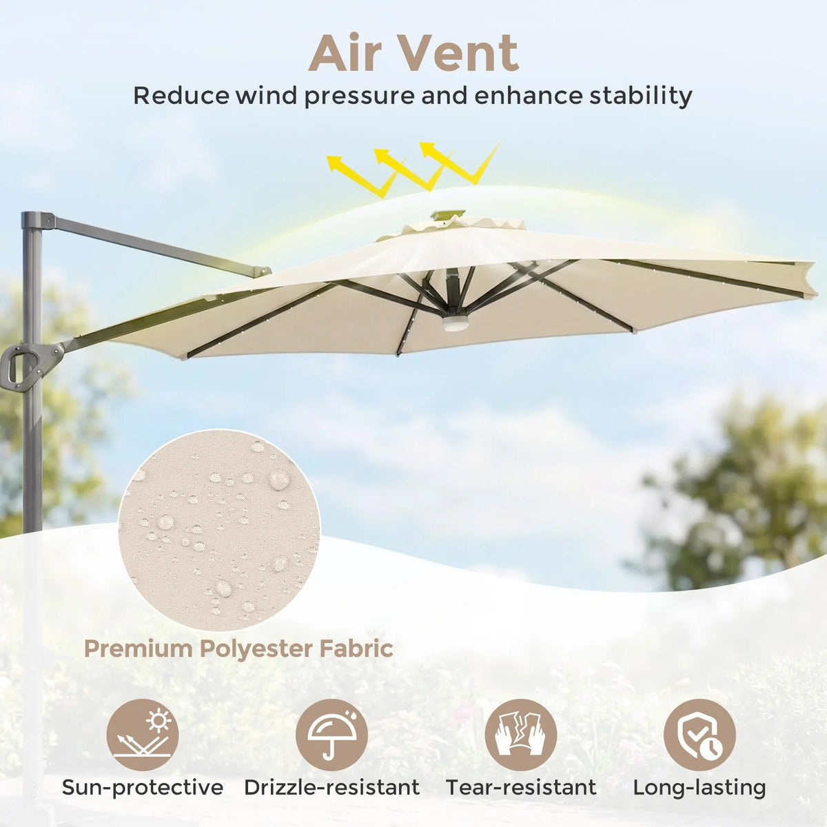 Tangkula 10ft Patio Umbrella 35 LED Lights Aluminum Pole 360 Degree Rotation - Product image 7