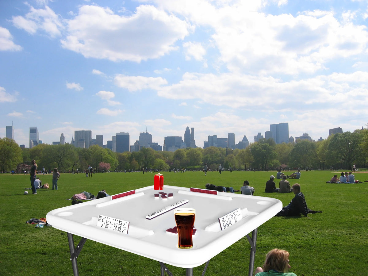 Bene Casa Foldable Domino Table with Built - in Drink Holders, 38" x 38", White - Product image 8