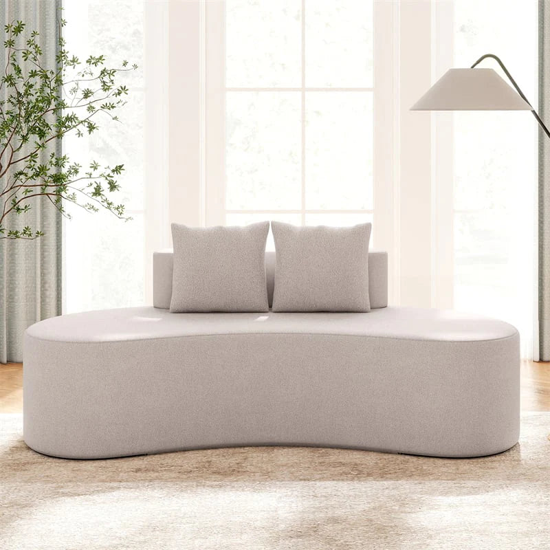 78.5" Upholstered Curved Sofa Couch w/ 2 Cozy Pillows, Low Backrest, Sponge Padded Seat - Product image 14