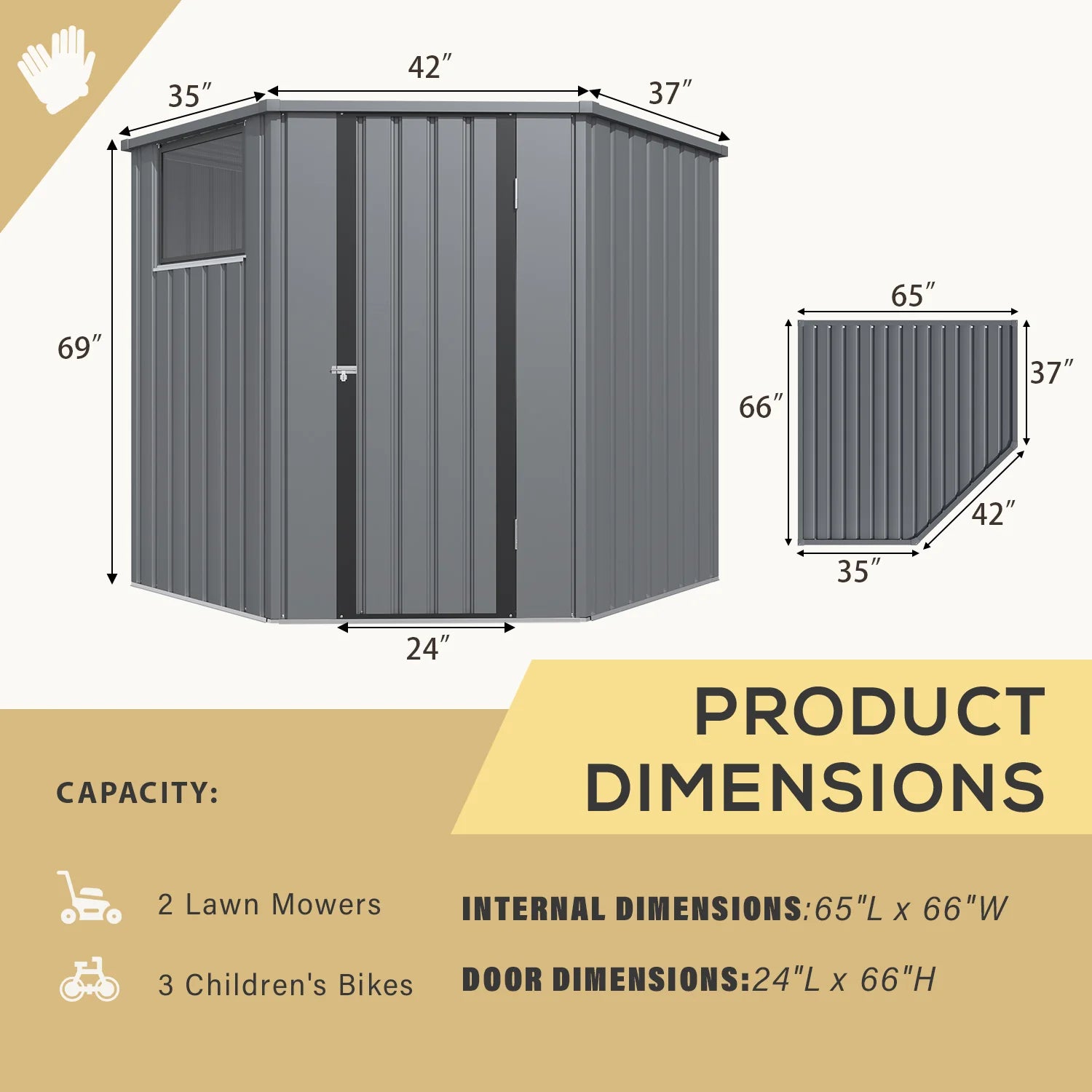 AECOJOY Corner 6x6 Storage Sheds & Outdoor Storage with Openable Windows & Lockable Doors - Product image 3
