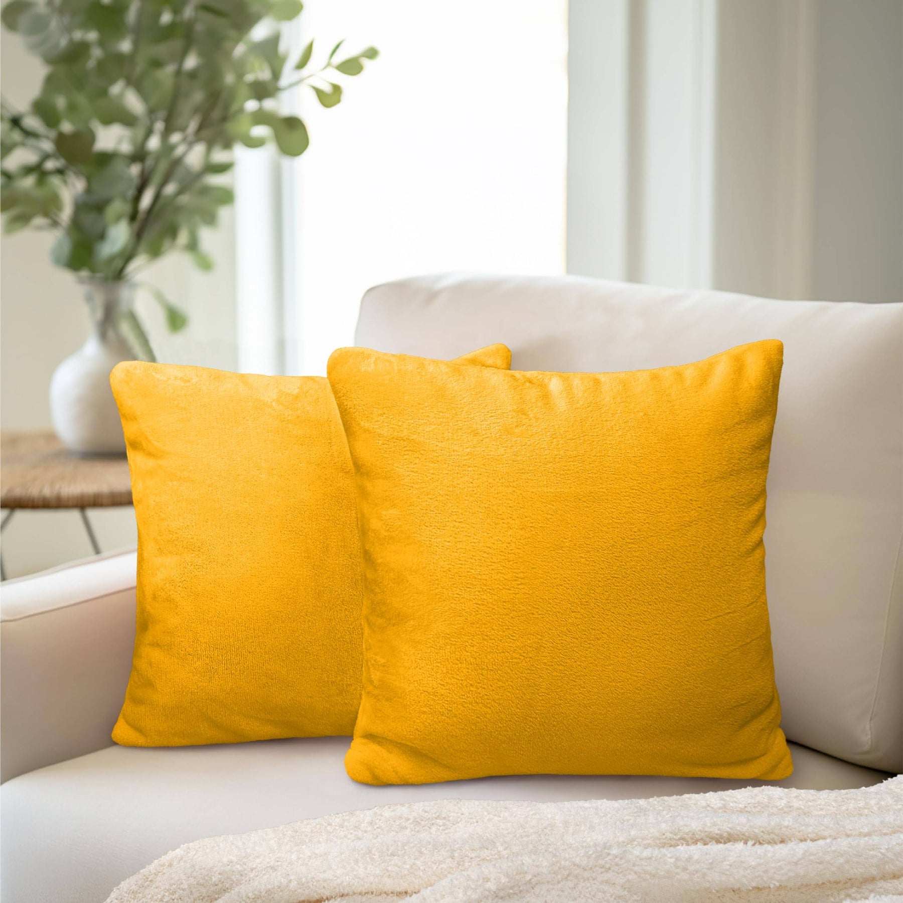 PAVILIA Decorative Throw Pillow Covers Set of 2 18x18 Solid Mustard Yellow - Product image 1