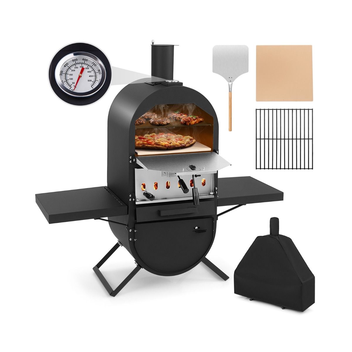 Outdoor Wood Fired Pizza Oven Oxford Cloth Cover 31cm Pizza Stone Pizza Shovel Cooking Grate -