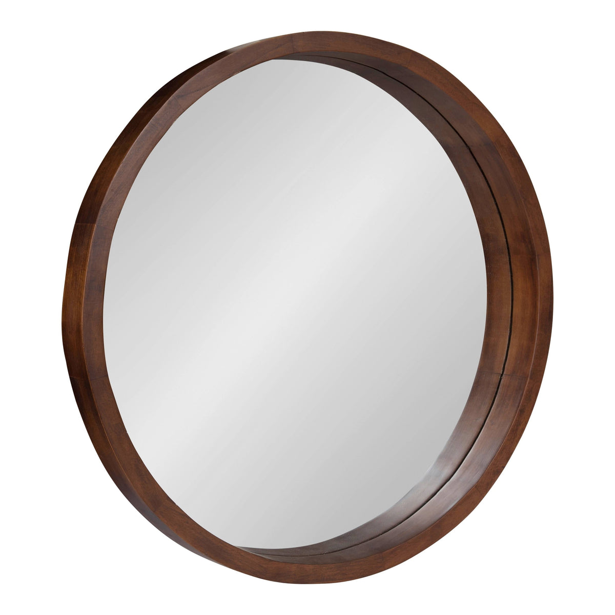 Kate and Laurel Hutton Round Wood Wall Mirror - 22", Walnut Brown - Product image 1