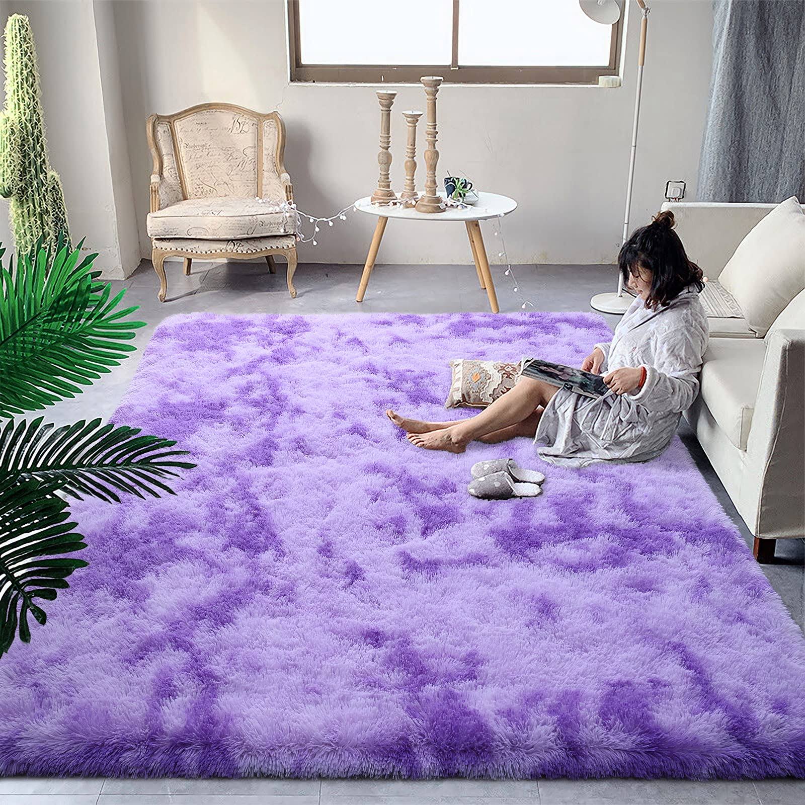 DweIke Super Soft Shaggy Rugs Fluffy Carpets, Tie-Dye Rugs for Living Room Bedroom Girls Kids Room Nursery - Product image 1