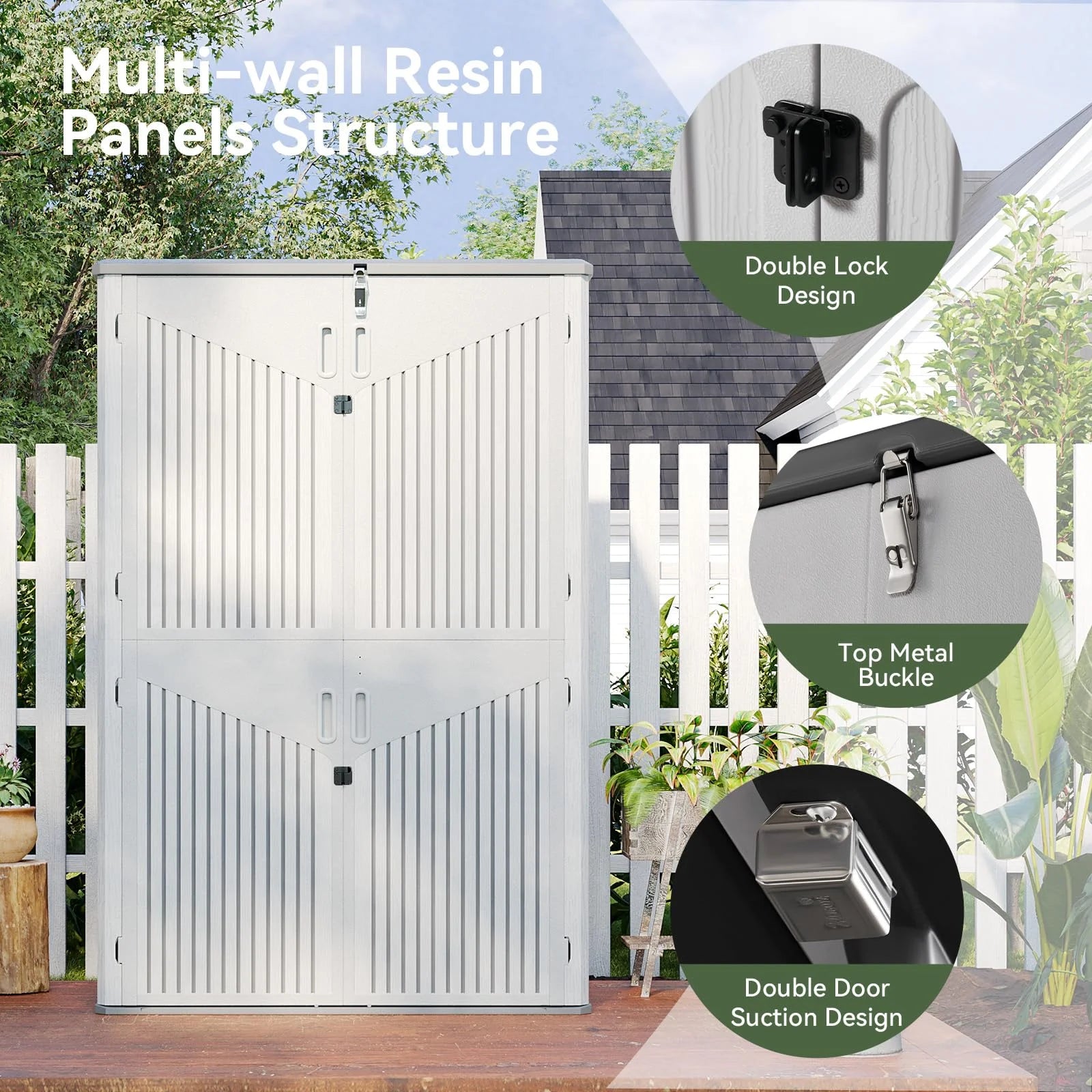 Aoxun Outdoor Storage Shed, 64 Cu.ft Vertical Storage Sheds Outdoor with Floor - Product image 2
