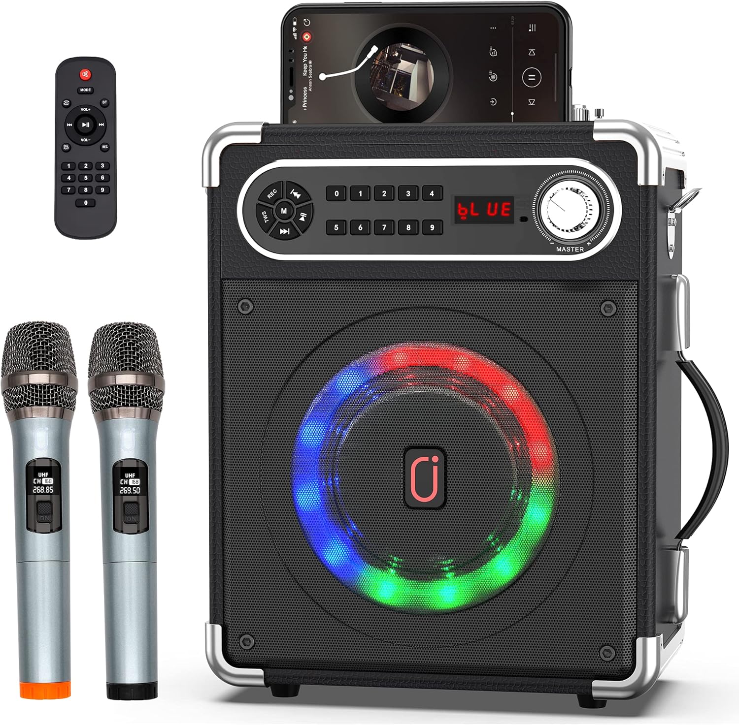 JYX Karaoke Machine, Bluetooth Speaker for Adults with 2 Wireless Microphones, Portable Karaoke System for Home Party/Camping