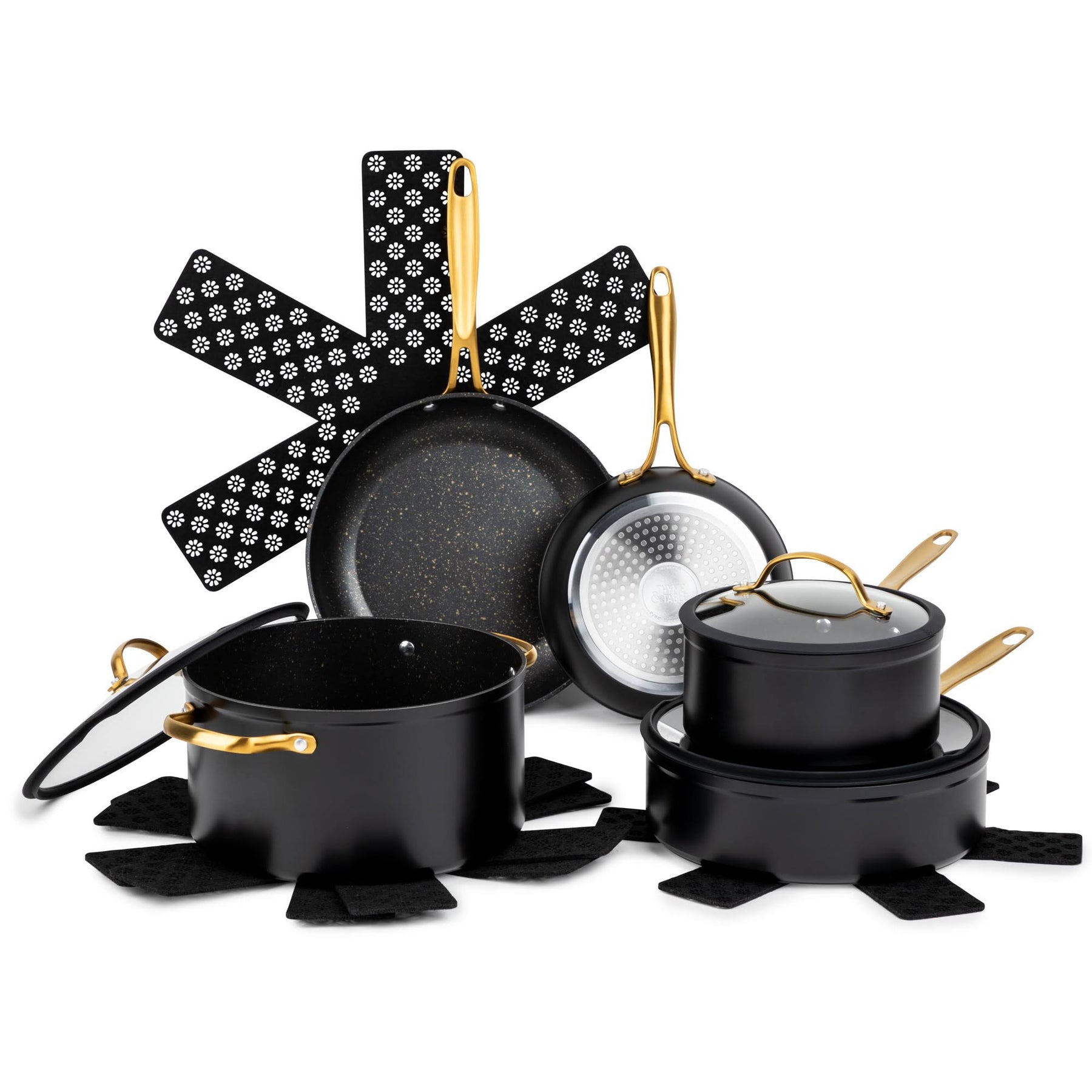 Thyme and Table Nonstick 12-Piece Cookware Set, Gold - Product image 1