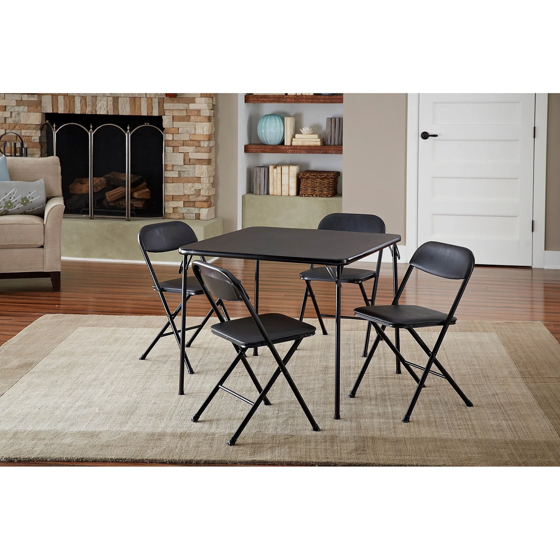 COSCO 5 - Piece Folding Set with Card Table and 4 Vinyl Padded Chairs, Black - Product image 5