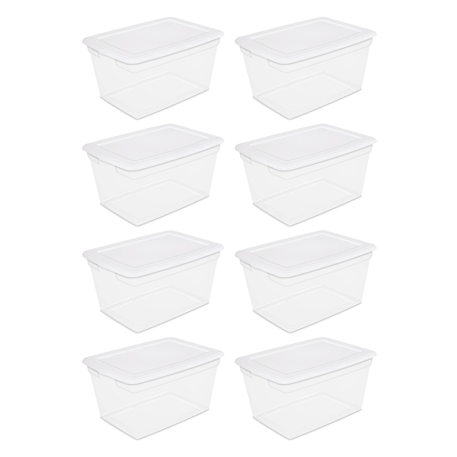 Sterilite Plastic Tote Box 58 qt Clear Stackable Container Storage with Lid Set of 8 - Product image 1