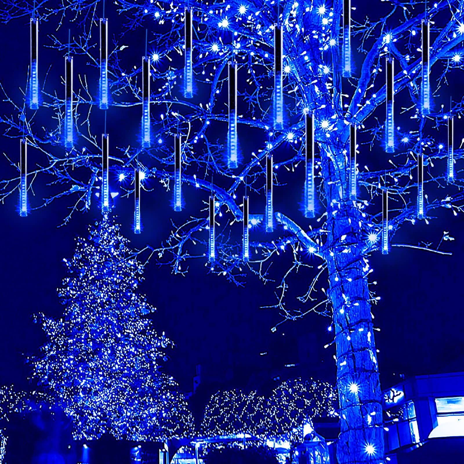 Kwaiffeo Falling Rain Lights, Christmas Lights Outdoor Meteor Shower Lights 12 inch 8 Tube Rain Falling - Product image 1