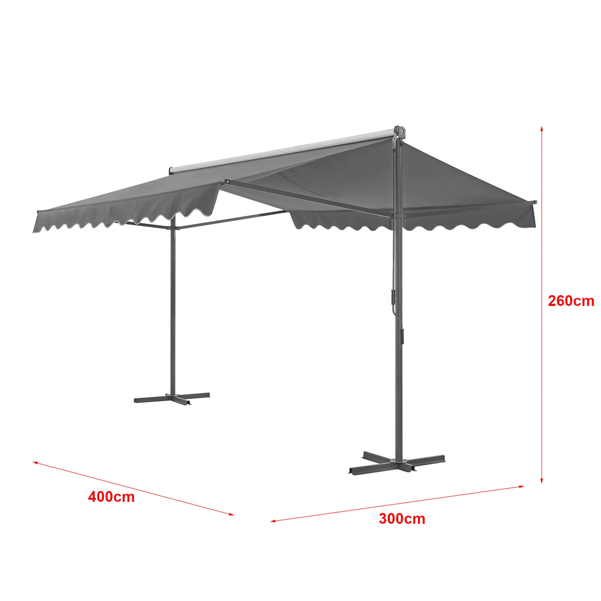 Self-supporting double slope awning 400 x 300 x 260 cm dark gray 03_0008294 -