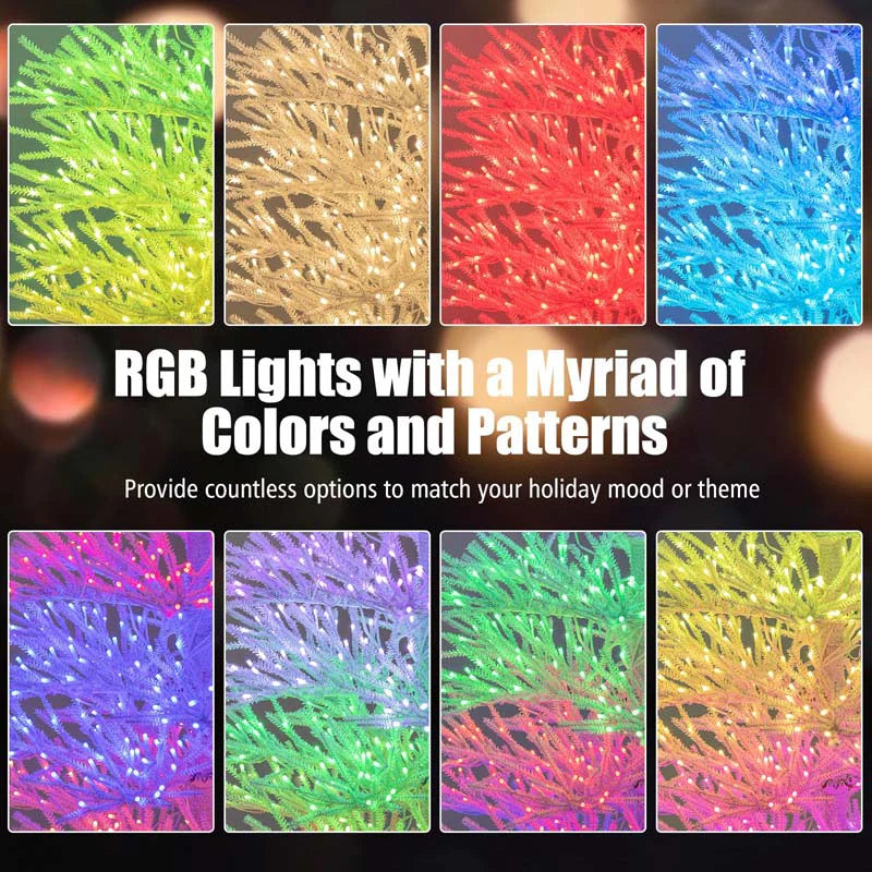 7 FT Pre-Lit Artificial Christmas Tree with 923 Multicolored LED RGB Lights, 820 White Branch Tips, Remote - Product image 4