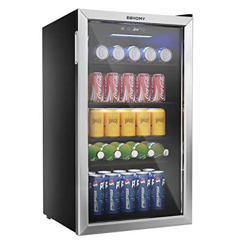 Beverage refrigerator, 126 can mini fridge with glass door -