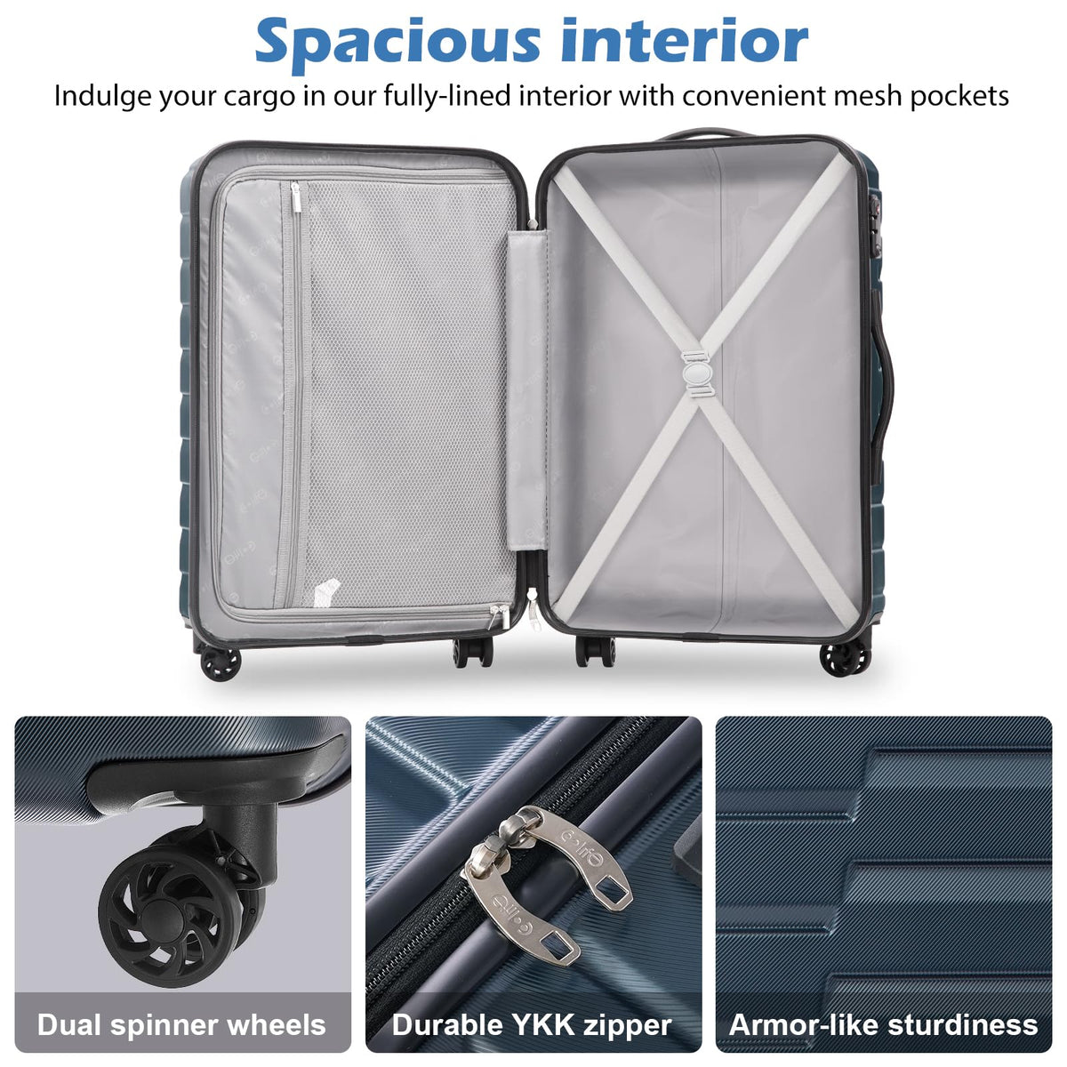 COOLIFE Expandable Suitcase PC ABS TSA Luggage 3 Piece Set - Product image 4