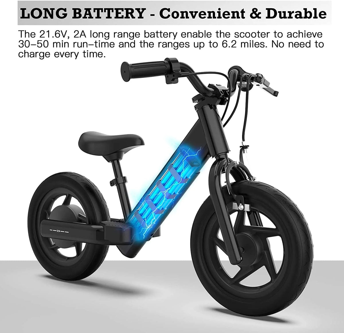 Hiboy BK1 Electric Bike for Kids Ages 3 - 5 Years, 24V 100W Electric Balance Bike 12 in Inflatable Tire - Product image 8