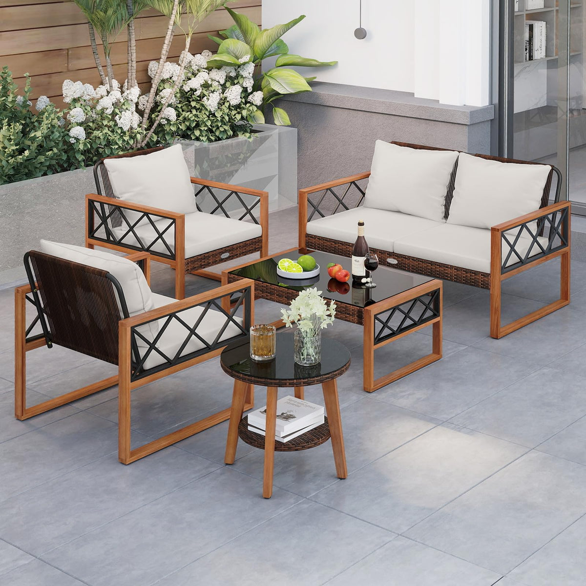 Tangkula 5 Pieces Wicker Patio Conversation Furniture Set - Product image 2