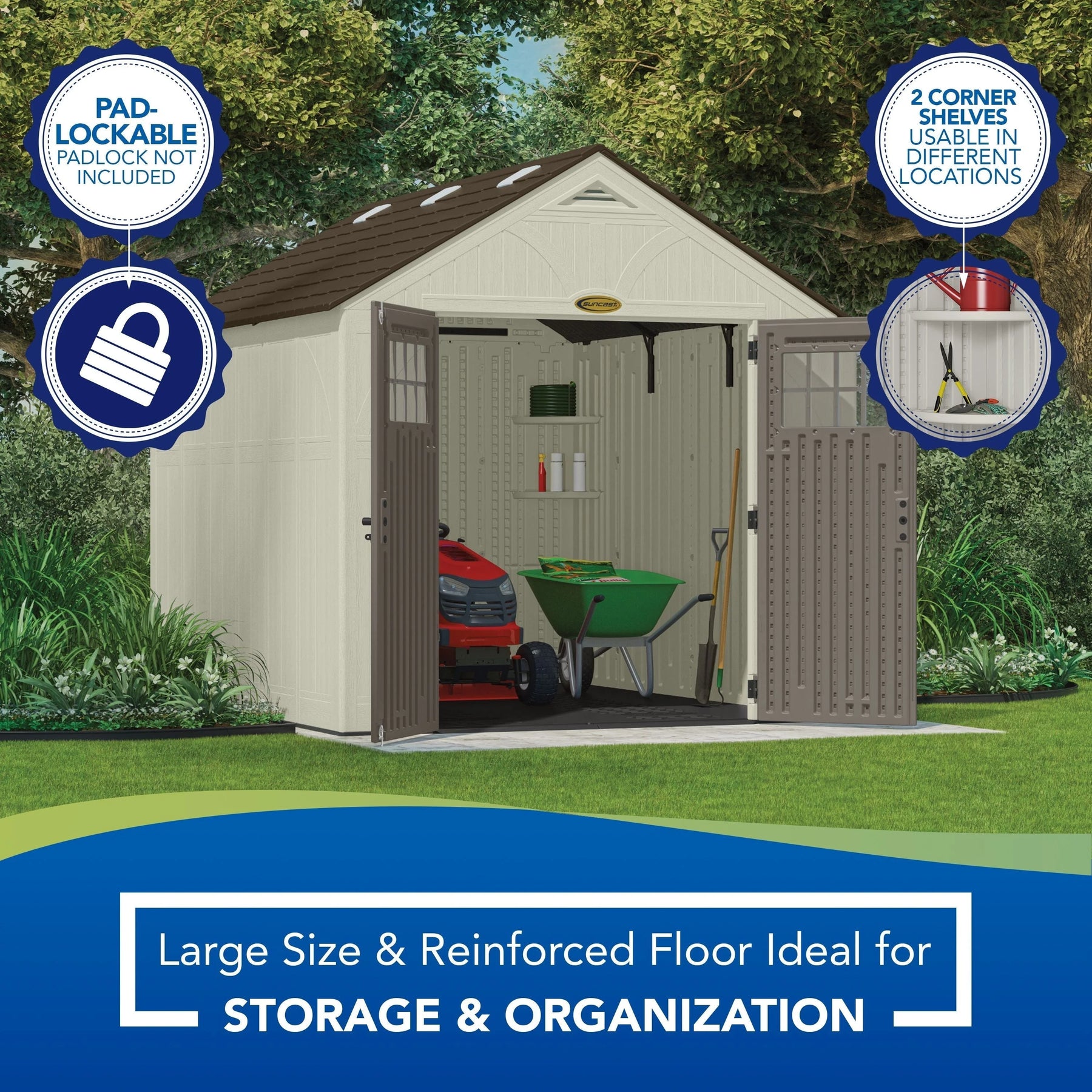 Suncast 8 x 10 ft. Metal and Resin Storage Shed, Vanilla - Product image 13