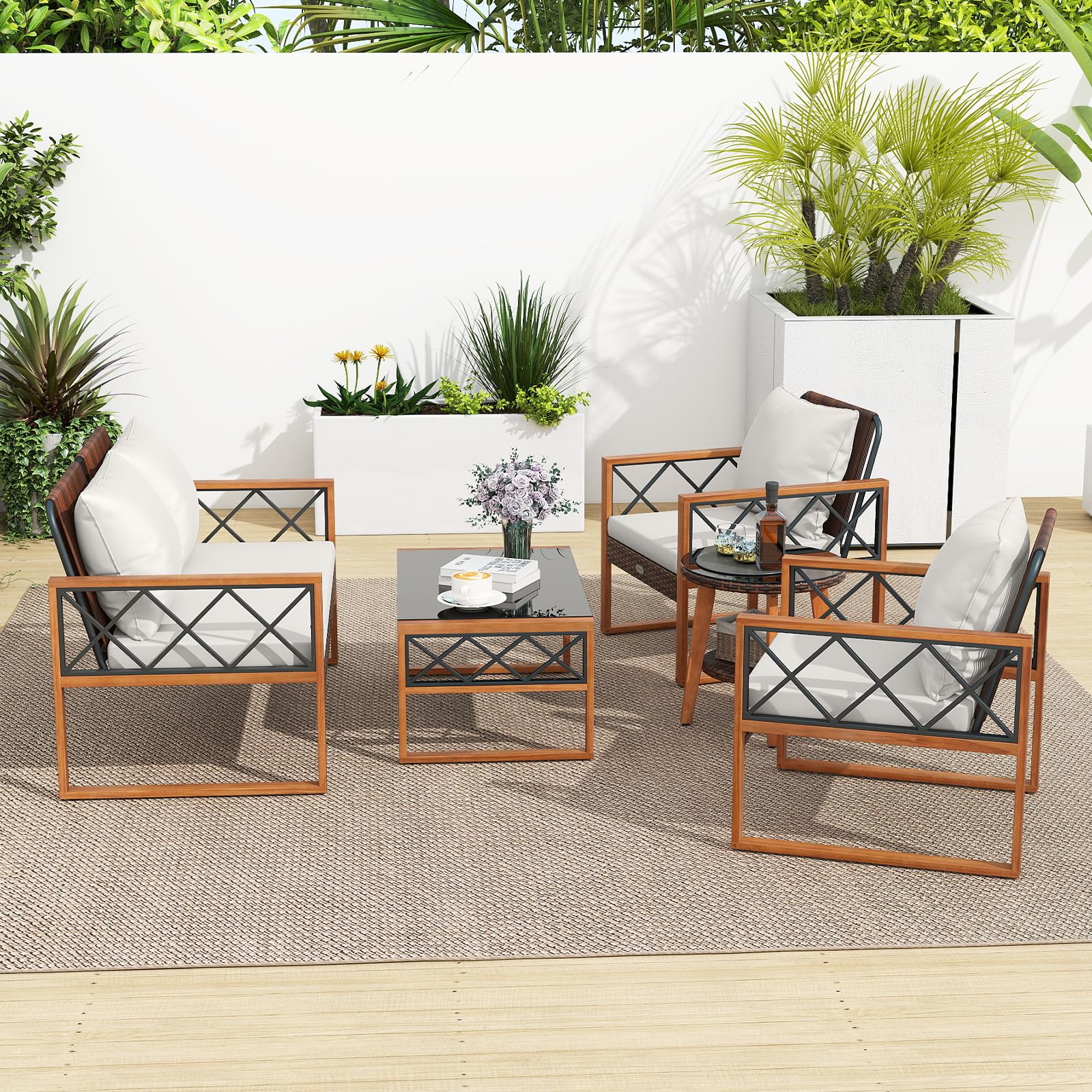 Tangkula 5 Pieces Wicker Patio Conversation Furniture Set - Product image 3