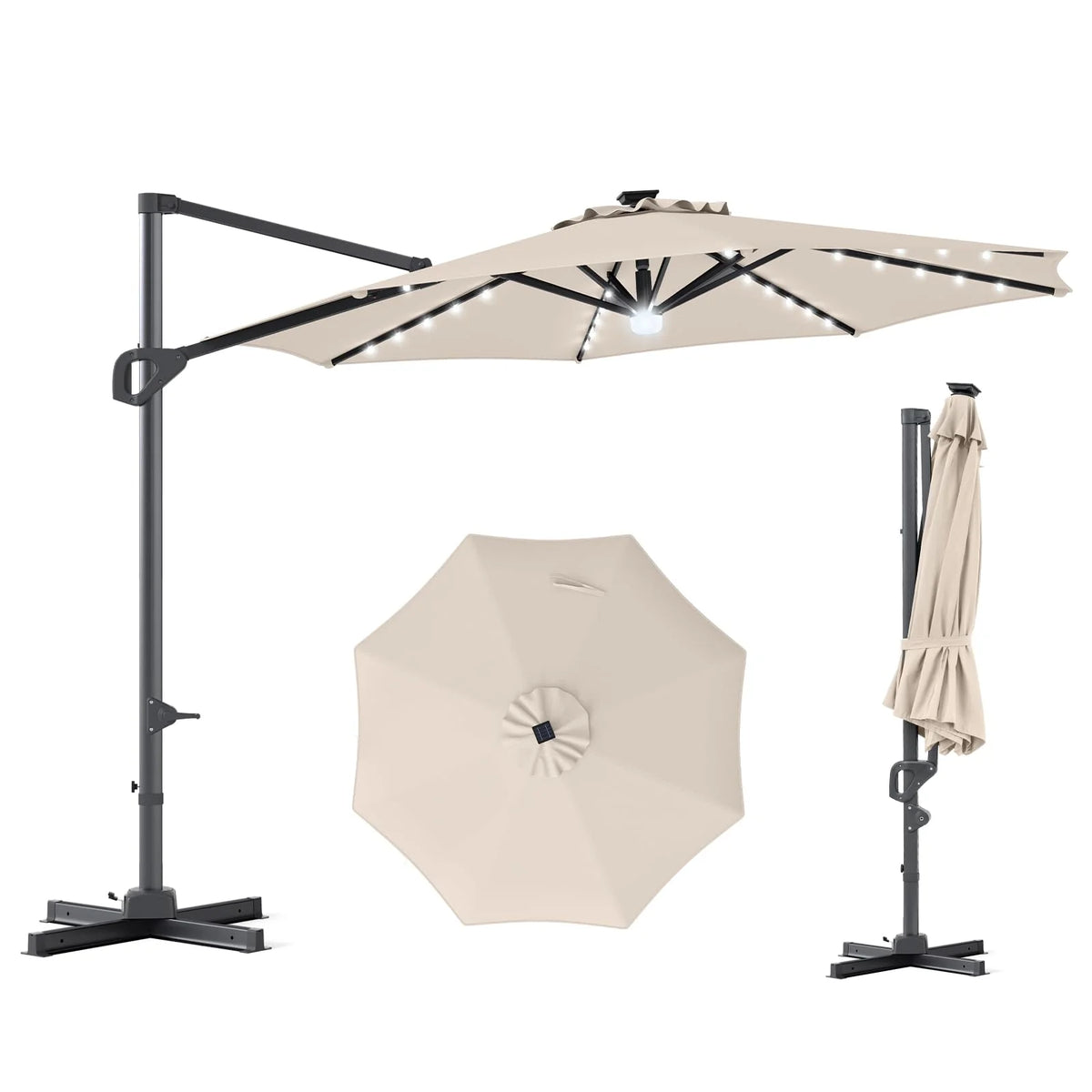 Tangkula 10ft Patio Umbrella 35 LED Lights Aluminum Pole 360 Degree Rotation - Product image 1