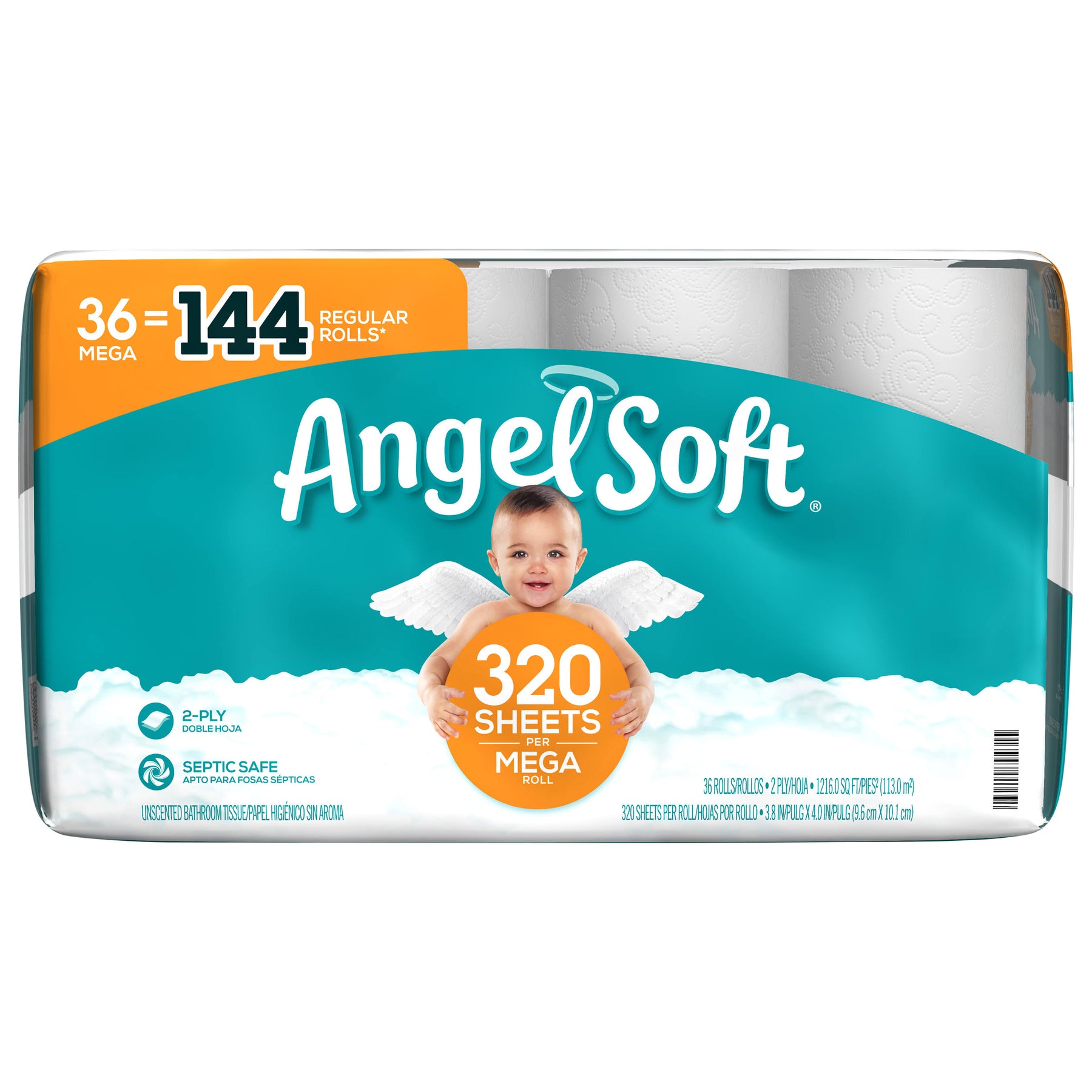 Angel Soft Bathroom Tissue, Unscented, Mega Roll, 2-Ply - 36 rolls - Product image 1