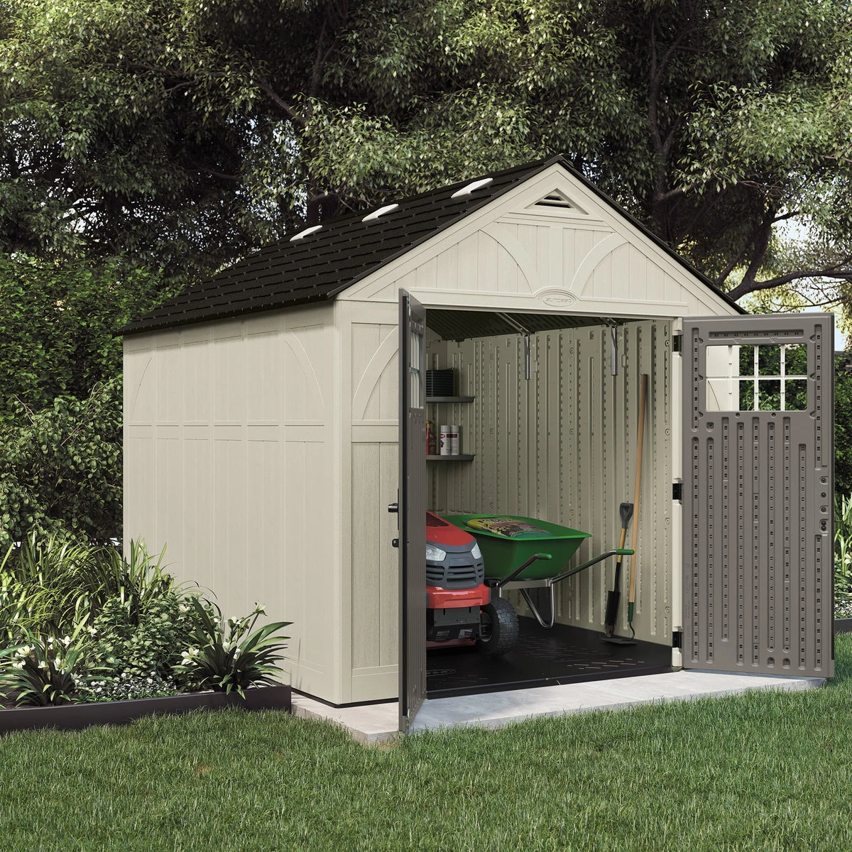 Suncast 8 x 10 ft. Metal and Resin Storage Shed, Vanilla - Product image 2