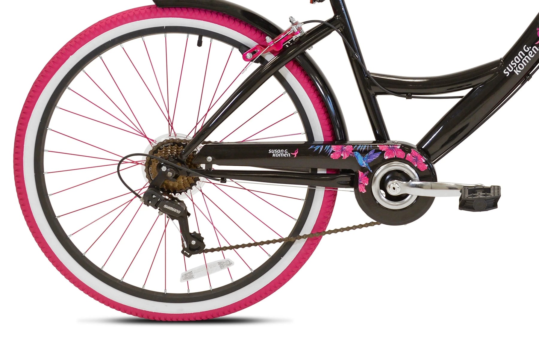 26" Susan G. Komen Cruiser Bike, Adult, Ages 12+, Black and Pink - Product image 4