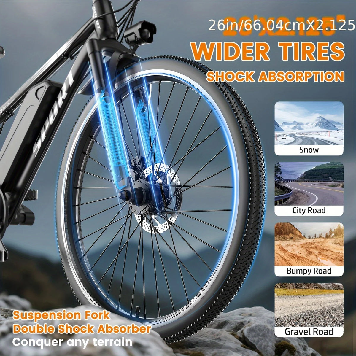 MISODO Electric Bike for Adults 26", 750W Peak E - Mountain Bike 48V 10AH - Product image 8