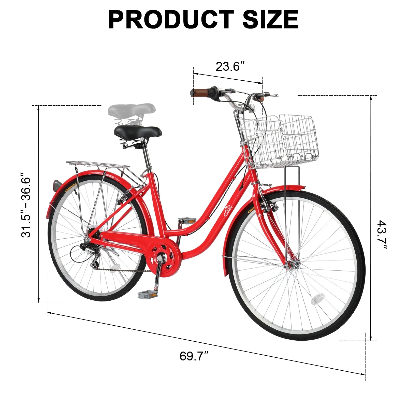 Ktaxon 26in Urban Commuter City Bike, Shimano 7 Speed Adult Road Bicycle, Pink