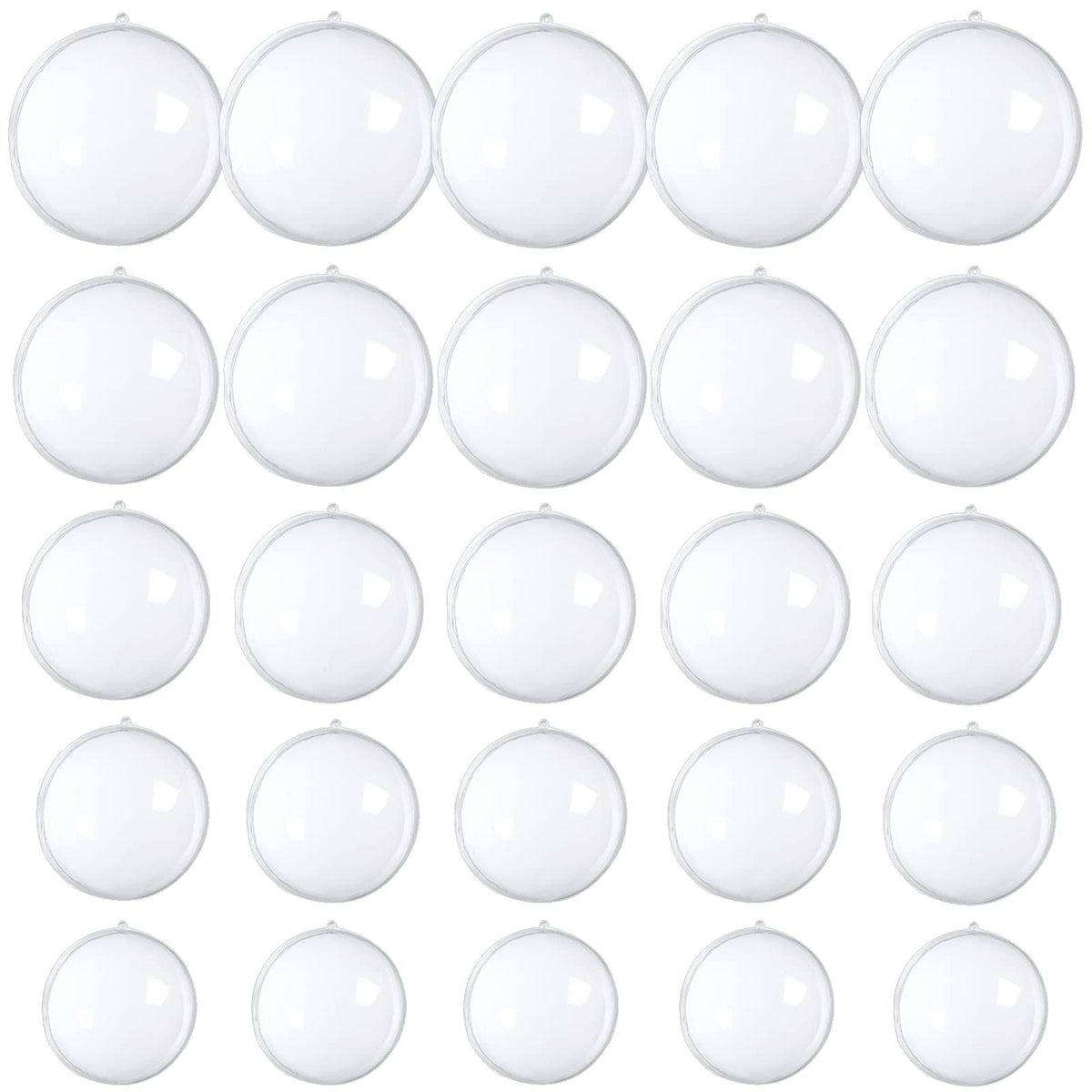 25 Pcs Clear Plastic Fillable Ornaments, Transparent DIY Craft Ball - Product image 1