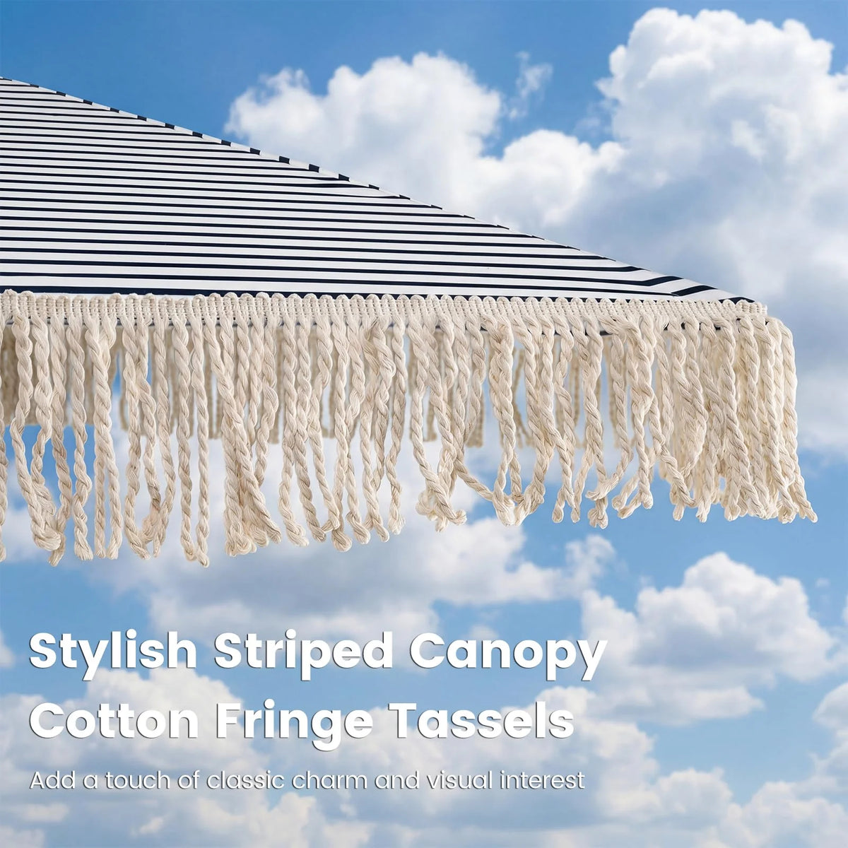 Tangkula 7Ft Patio Umbrella with Fringe for Deck Backyard Poolside