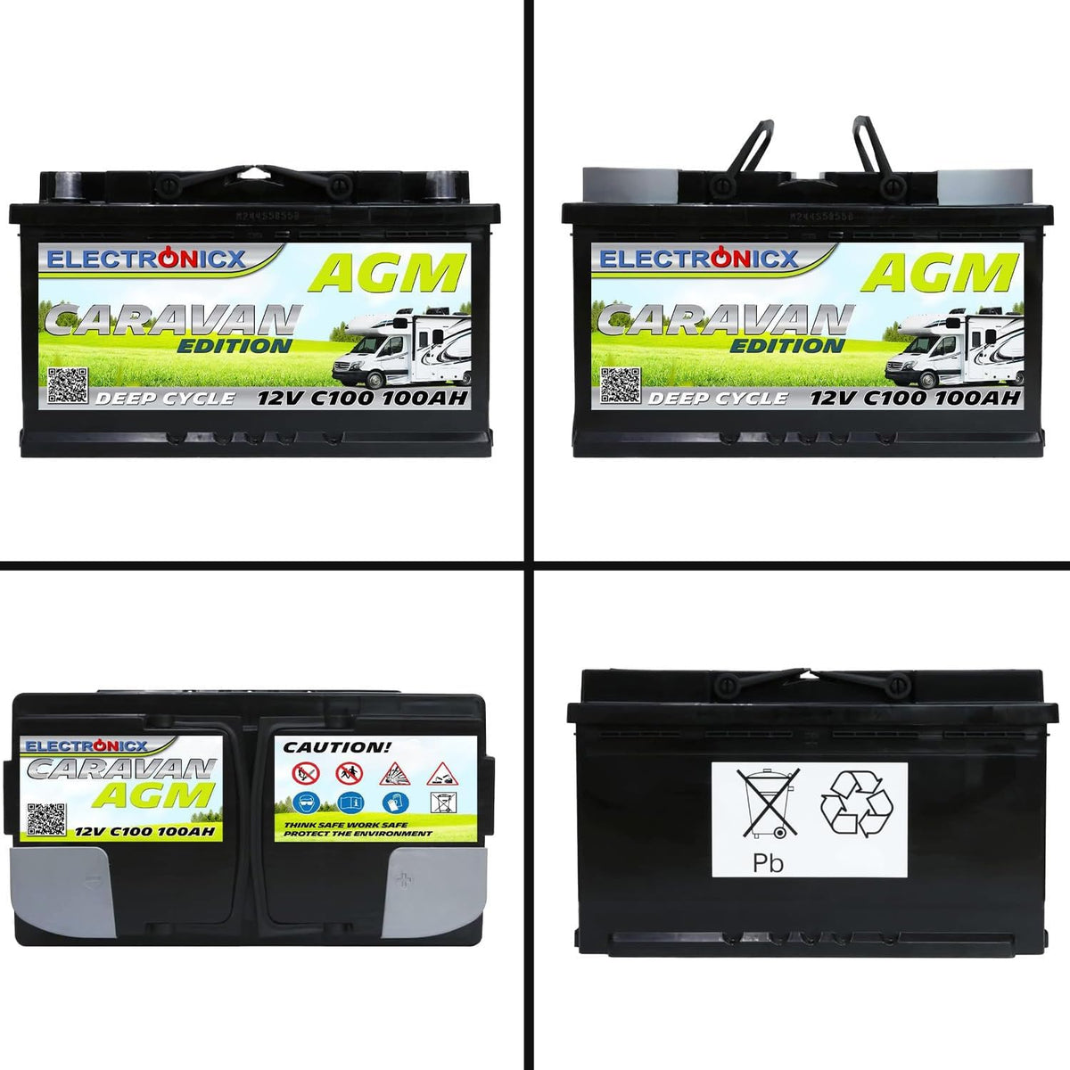 AGM battery 12v 100Ah Electronicx Caravan Edition solar battery 12v accumulator 12v solar batteries power supply battery 12v agm caravan battery camper car gel battery 12v accumulator