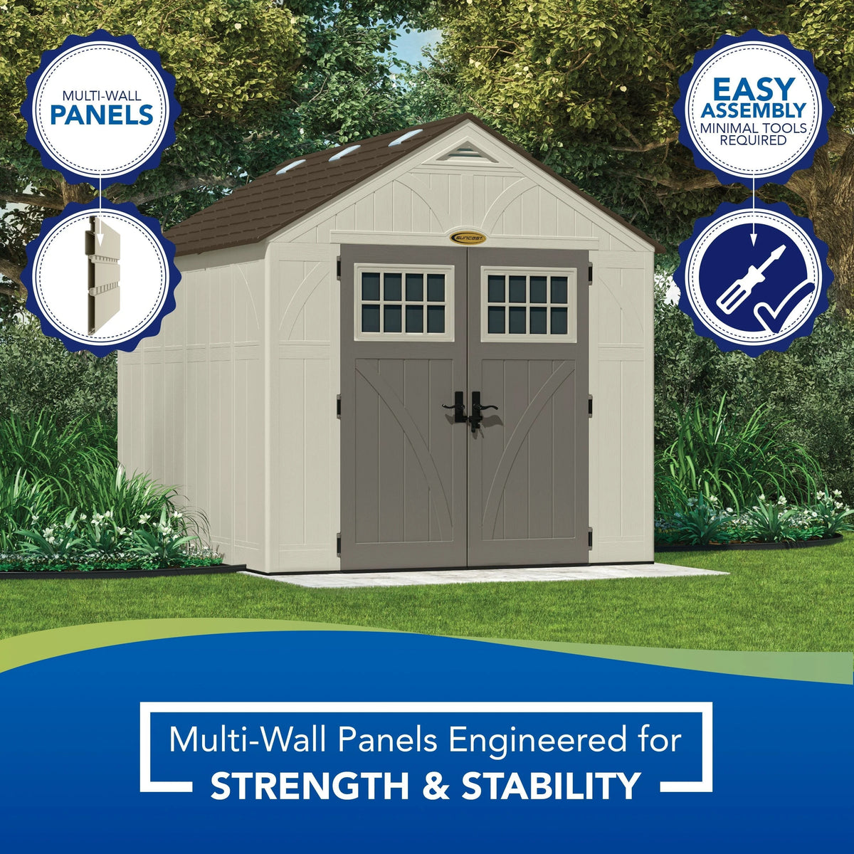 Suncast 8 x 10 ft. Metal and Resin Storage Shed, Vanilla - Product image 5
