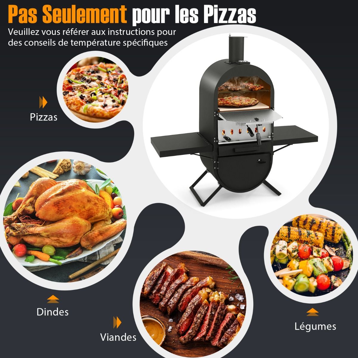 Outdoor Wood Fired Pizza Oven Oxford Cloth Cover 31cm Pizza Stone Pizza Shovel Cooking Grate -