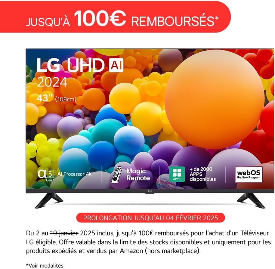 LG LED TV 2024 | 43UT73 | 43 Inches | UHD | α5 gen 7 AI 4K processor Black