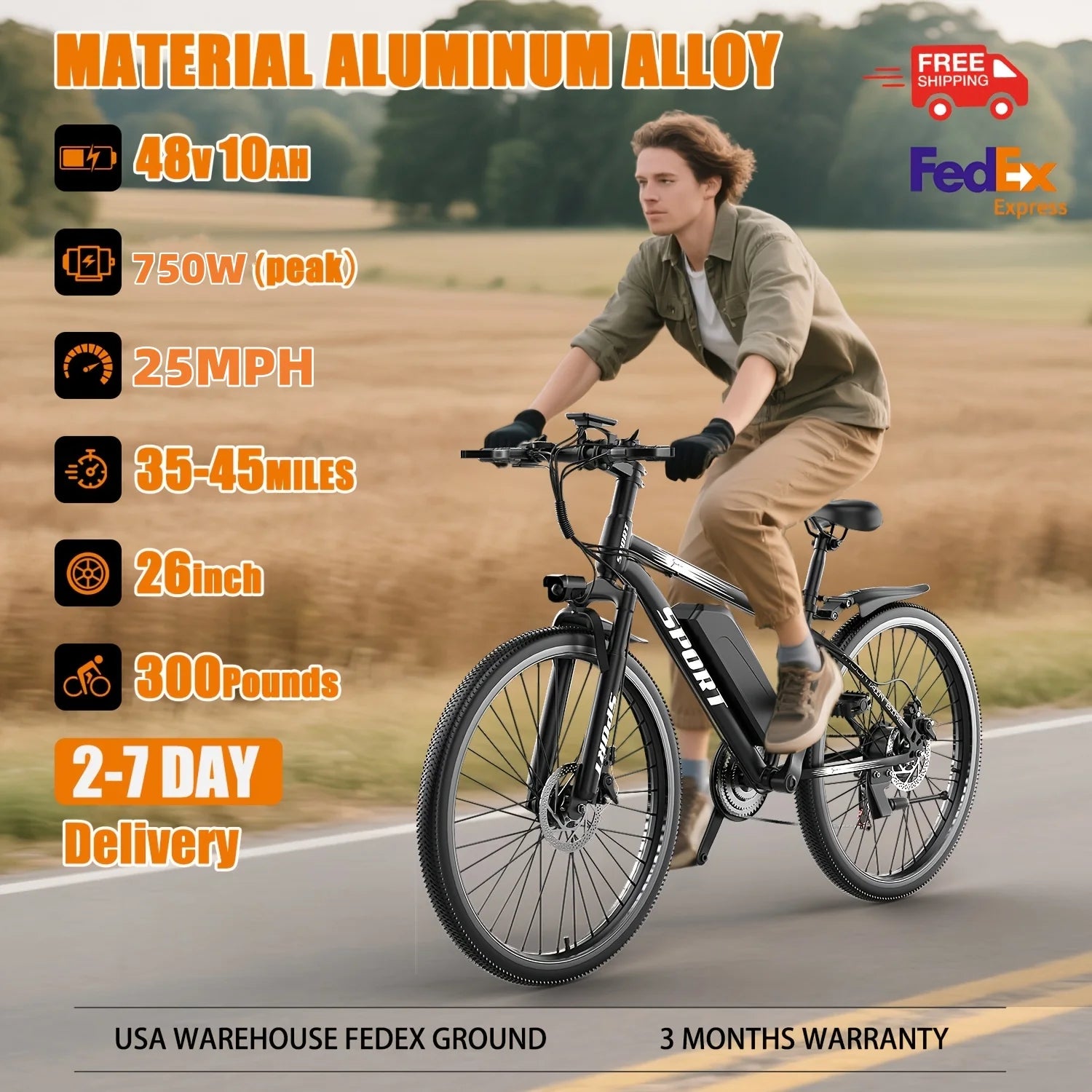 MISODO Electric Bike for Adults 26", 750W Peak E - Mountain Bike 48V 10AH - Product image 2