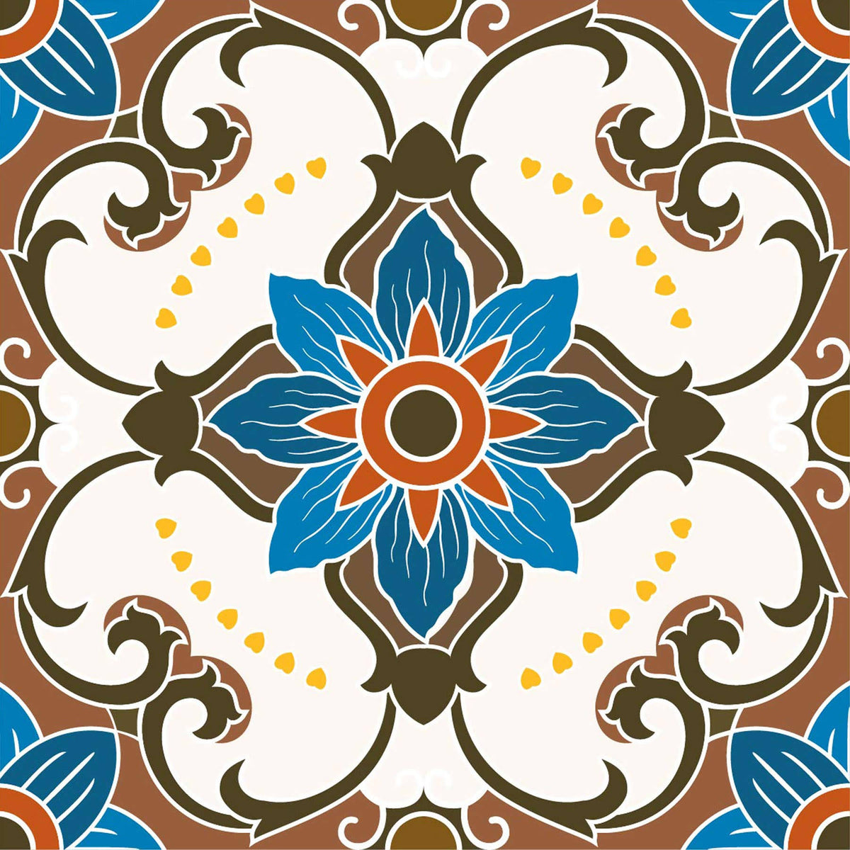 Poromoro Spanish Portuguese Azulejo Style Peel and Stick Backsplash Tile Stickers Set of 16 Pcs (5.9, 54) - Product image 1