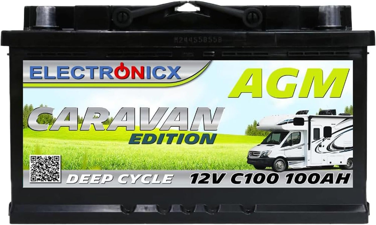 AGM battery 12v 100Ah Electronicx Caravan Edition solar battery 12v accumulator 12v solar batteries power supply battery 12v agm caravan battery camper car gel battery 12v accumulator