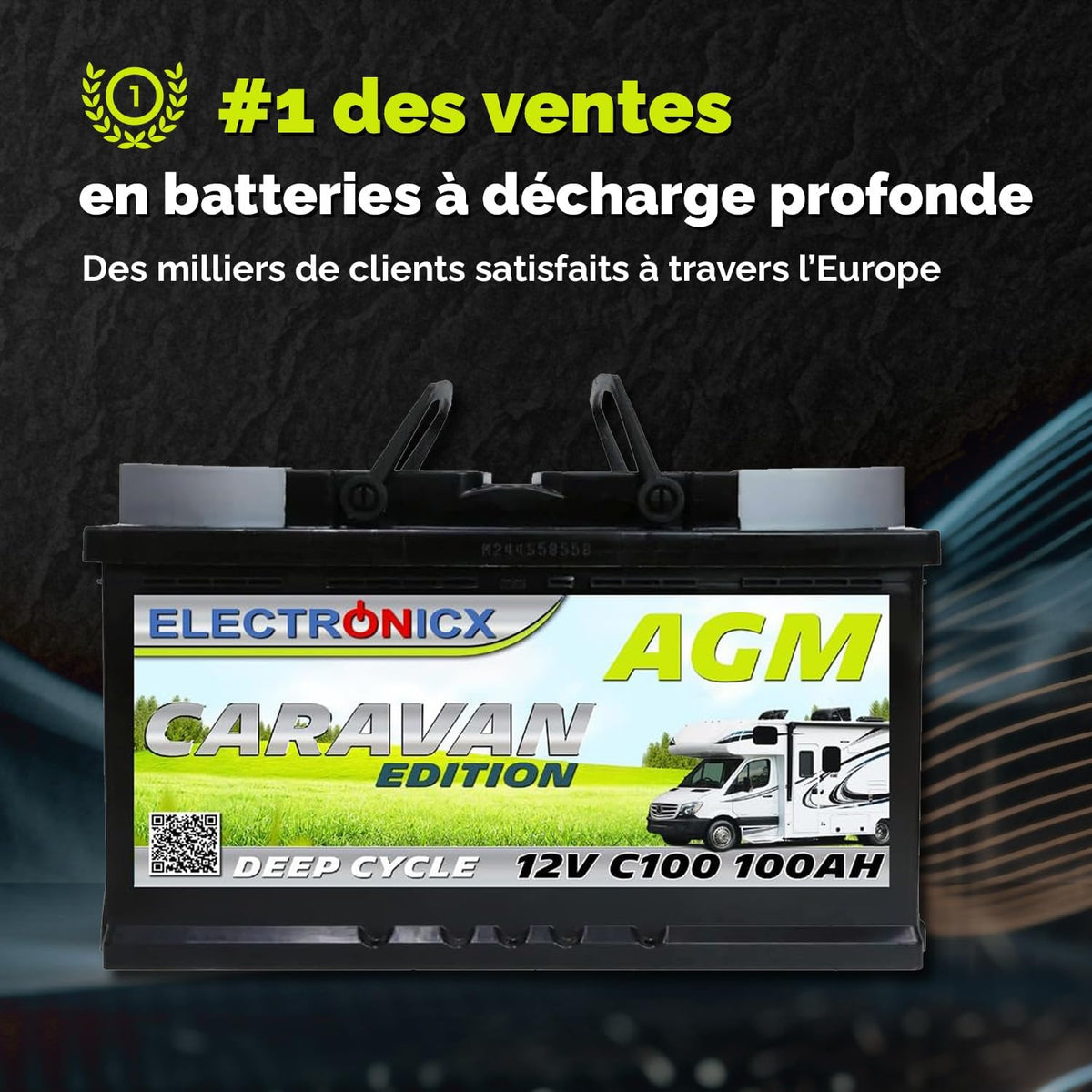 AGM battery 12v 100Ah Electronicx Caravan Edition solar battery 12v accumulator 12v solar batteries power supply battery 12v agm caravan battery camper car gel battery 12v accumulator
