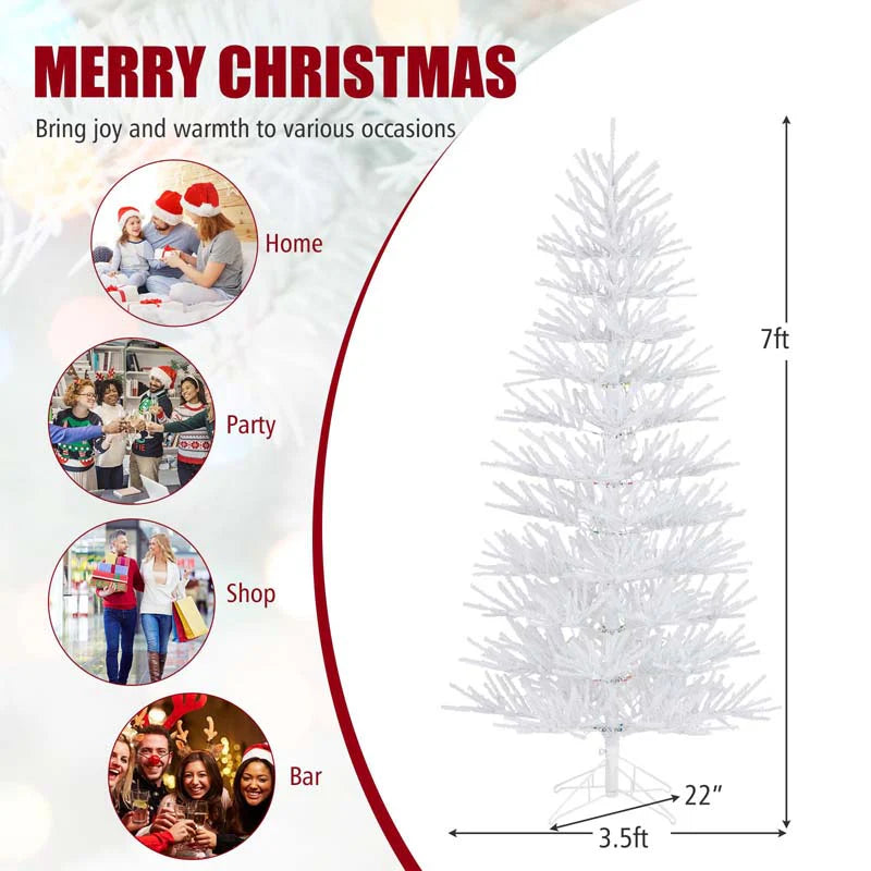 7 FT Pre-Lit Artificial Christmas Tree with 923 Multicolored LED RGB Lights, 820 White Branch Tips, Remote - Product image 9