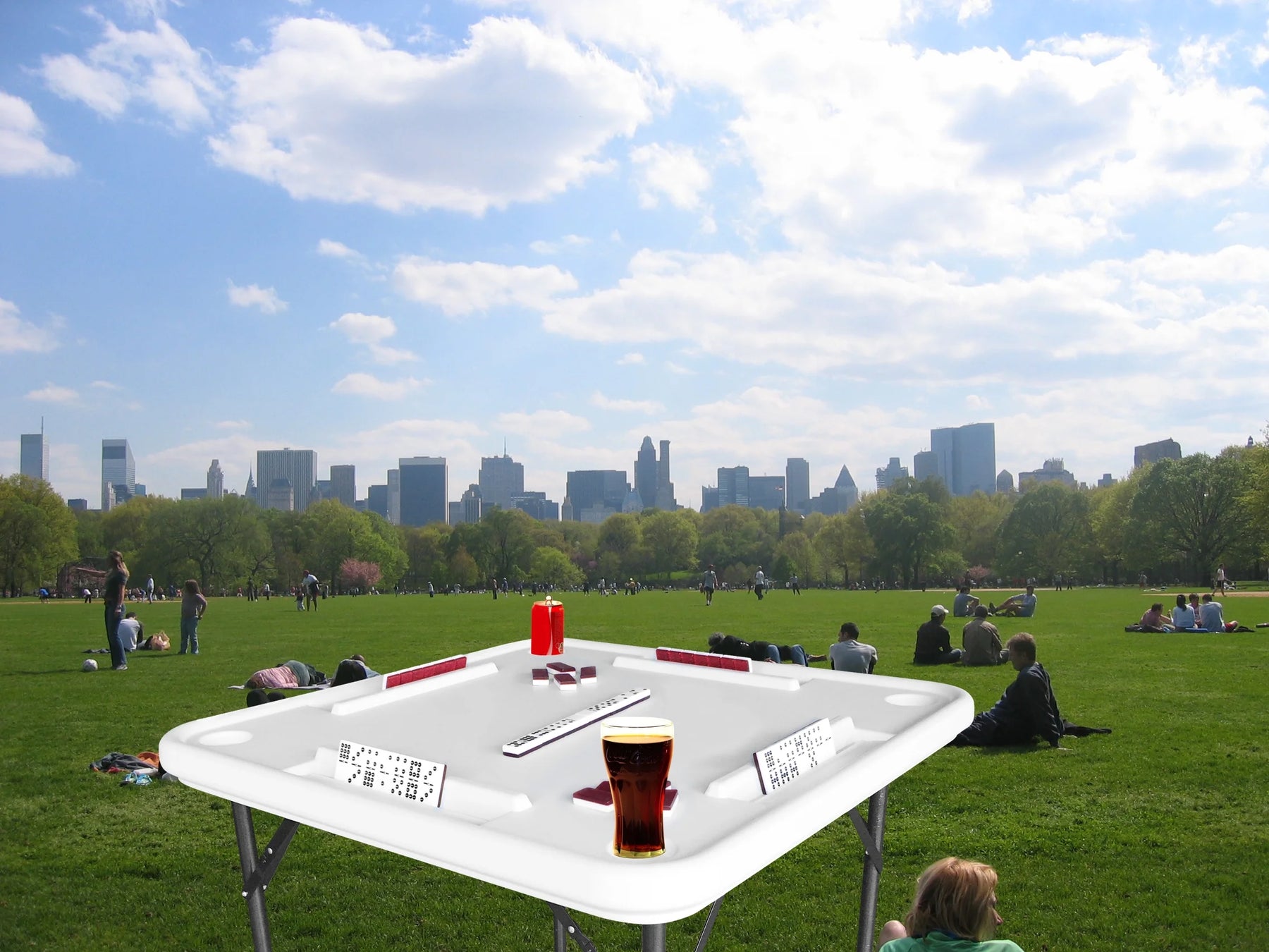 Bene Casa Foldable Domino Table with Built - in Drink Holders, 38" x 38", White - Product image 8