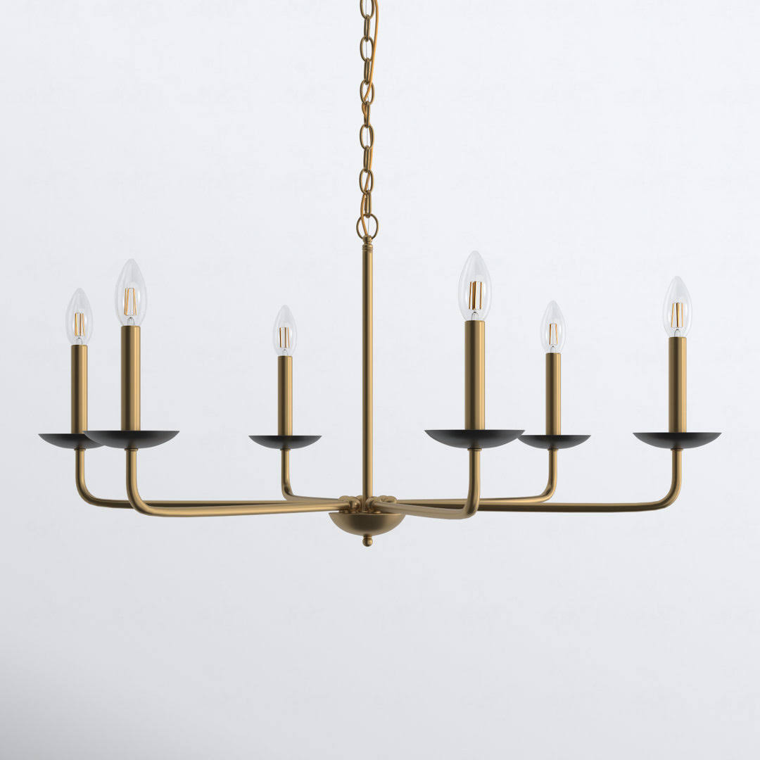 Baltray 6 - Light Candle Style Classic/Traditional Chandelier Joss & Main Finish: Black/Brass, Size - Product image 1