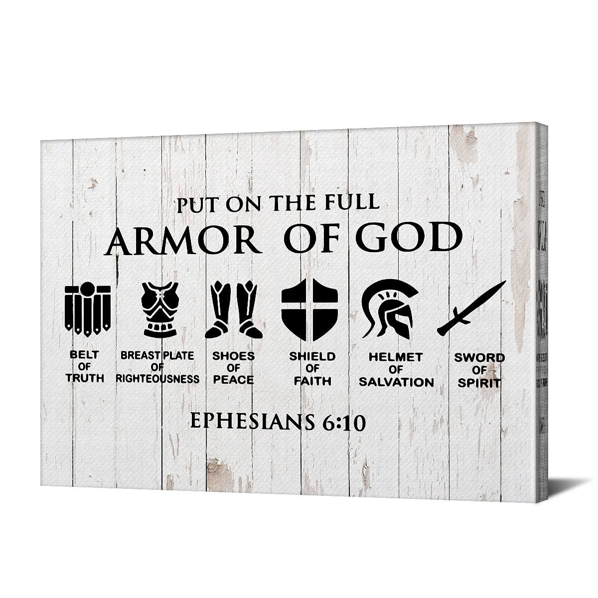 Christian Canvas Wall Art Framed Put On The Full Armor of God Bible Poster Print Canvas Painting Picture - Product image 1