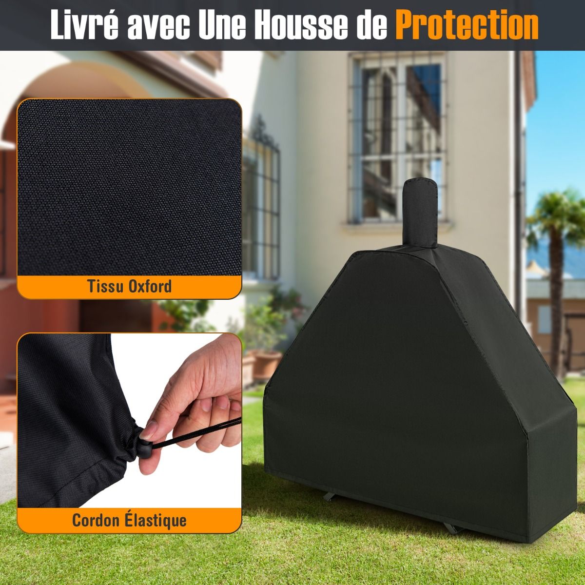 Outdoor Wood Fired Pizza Oven Oxford Cloth Cover 31cm Pizza Stone Pizza Shovel Cooking Grate -