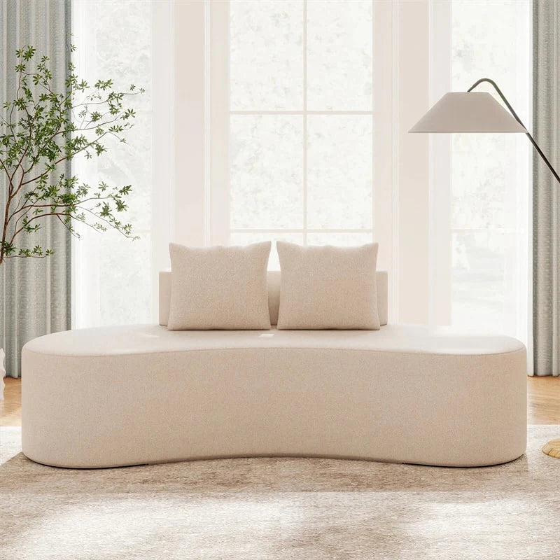 78.5" Upholstered Curved Sofa Couch w/ 2 Cozy Pillows, Low Backrest, Sponge Padded Seat - Product image 4