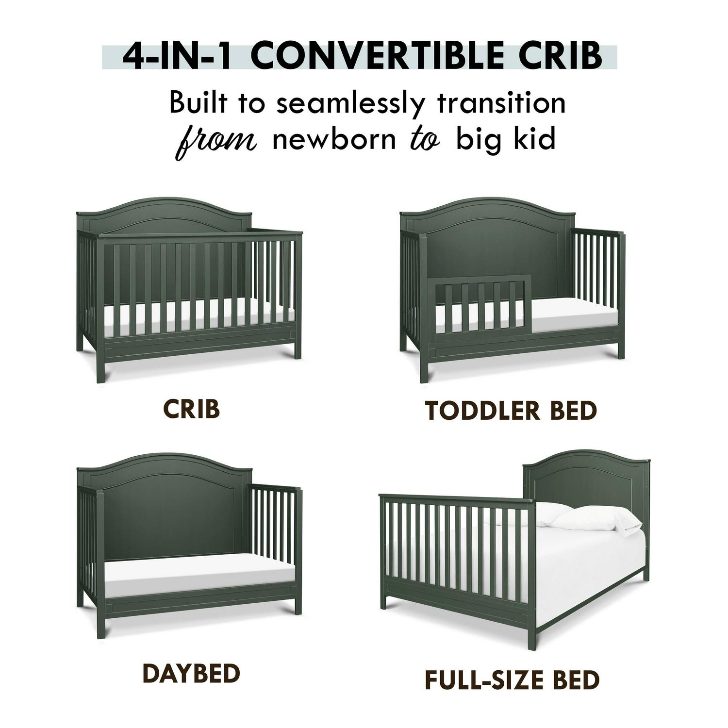 Davinci Charlie 4 - in - 1 Convertible Crib. Greenguard Gold Certified. Forest Green